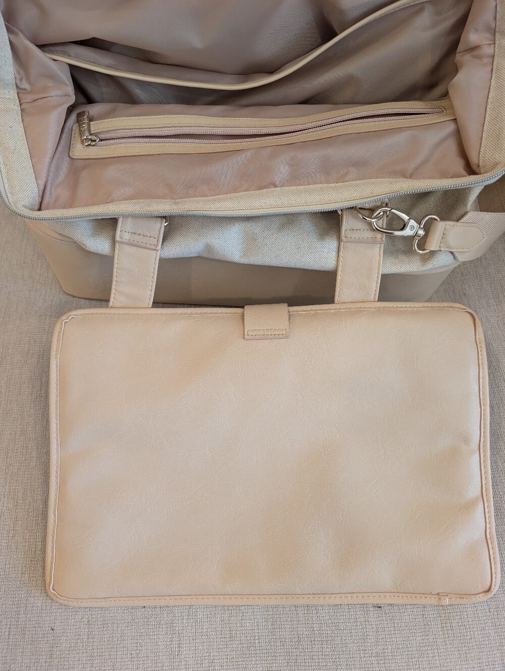 BEIS Convertible Mini Weekender Beige Bag - Picture 6 of 7
